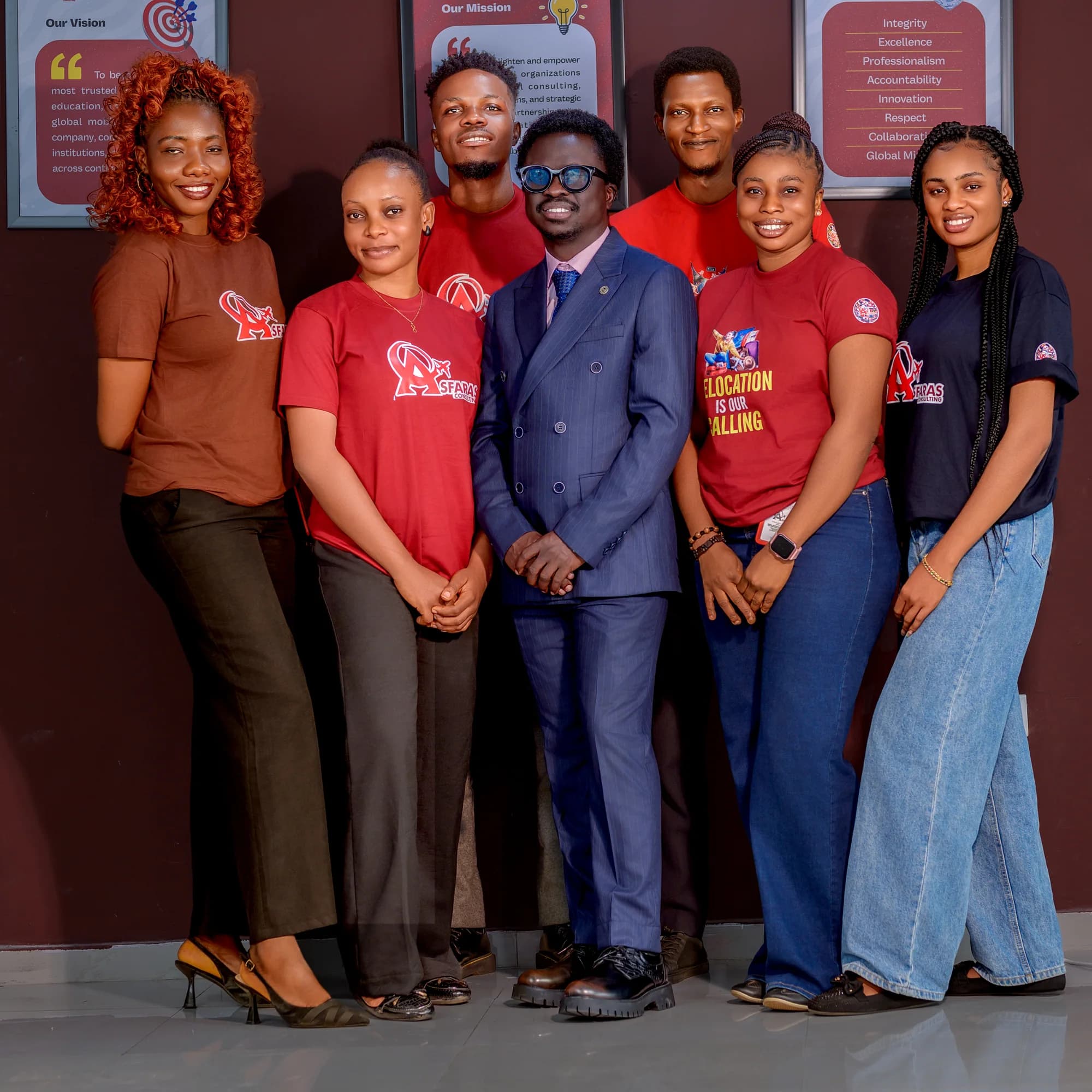 Asfaras team members gathered for a group portrait