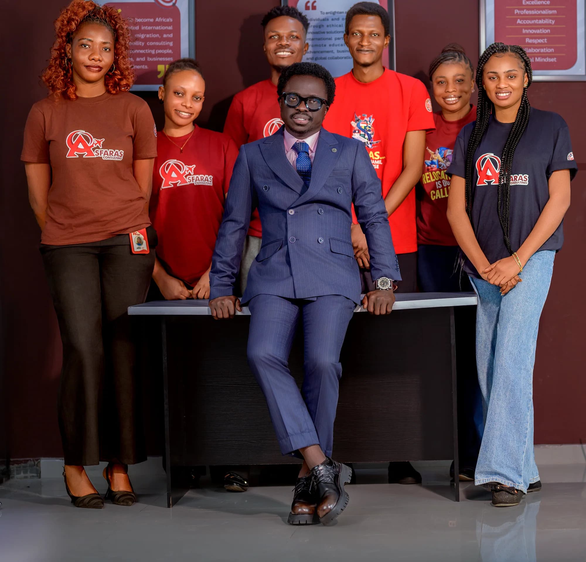 The Asfaras team gathered around the managing director