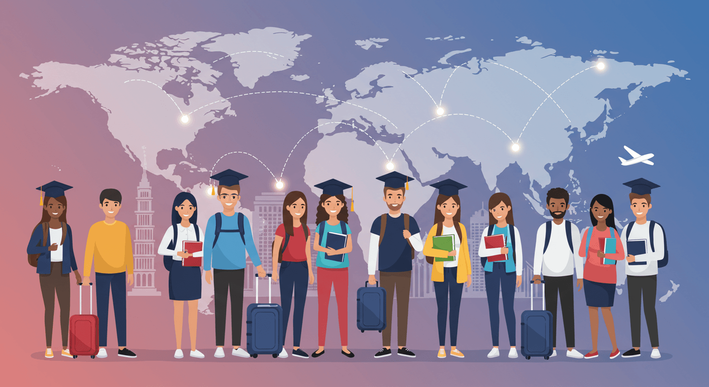 Students preparing for their international journey
